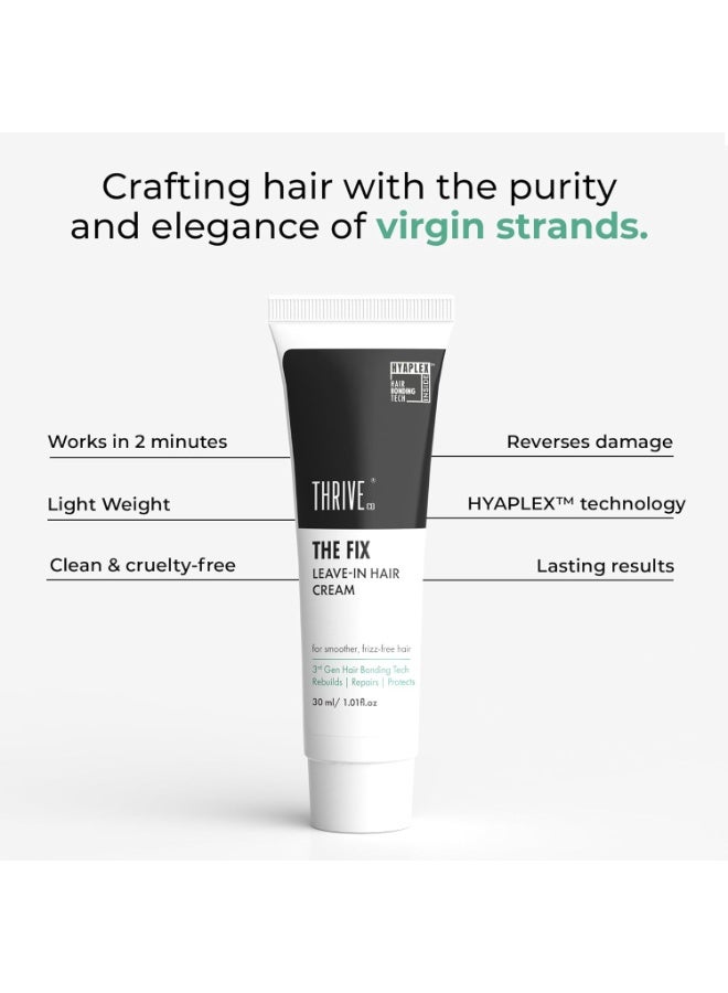 ThriveCo The Fix Leave-in Hair Cream For Smoother, Shiny & Frizz-Free Hair | For Daily Use | With HYAPLEX™ | Rebuilds, Repairs And Protects Heat, Chemical & Color Damaged Hair | For Men & Women | 30ml - Image 3